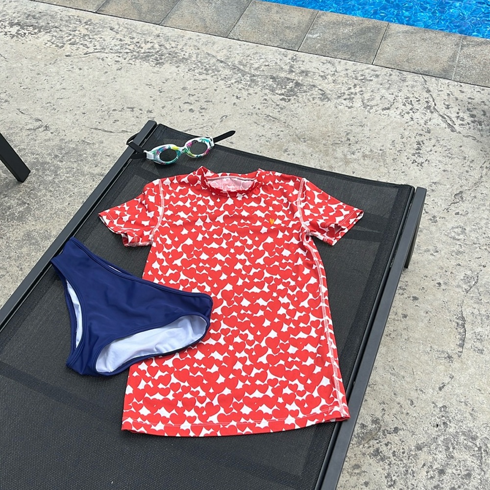 Crewcuts Size 12 Rashguard Swim Top and free navy bottoms